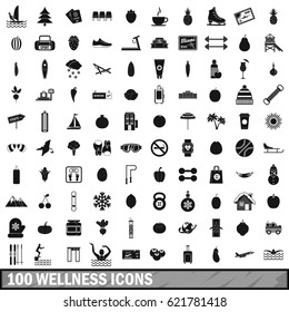 100 wellness icons set in simple style for any design vector illustration