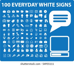 100 white everyday signs. vector