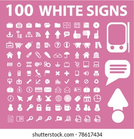 100 white signs, icons, vector