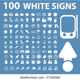 100 white signs. vector