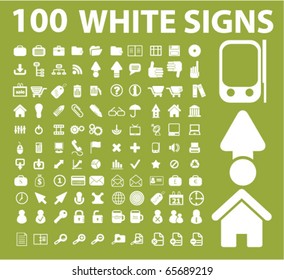 100 white signs. vector