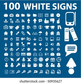 100 weiße, universelle Zeichen. Vektorgrafik