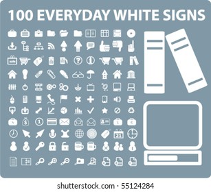 100 weiße, universelle Zeichen. Vektorgrafik