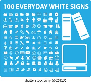 100 signos universales blancos. vector