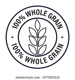 100% Whole Grain Vector Icon Isolated On White Background.