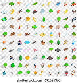 100 widlife sanctuary icons set in isometric 3d style for any design vector illustration