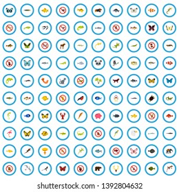 100 wilderness area icons set in flat style for any design vector illustration