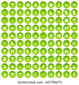 100 wine icons set green circle isolated on white background vector illustration