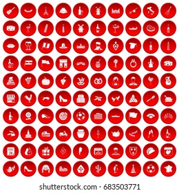 100 wine icons set red