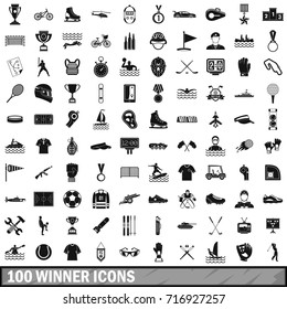 100 winner icons set in simple style for any design vector illustration