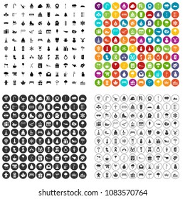 100 winter holidays icons set vector in 4 variant for any web design isolated on white