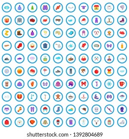 100 winter icons set in cartoon style for any design vector illustration