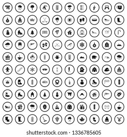 100 winter icons set in simple style for any design vector illustration
