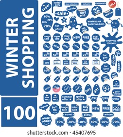 100 carteles de compras de invierno. vector