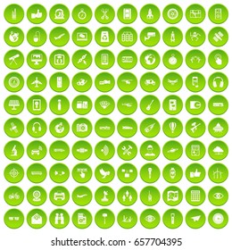 100 winter sport icons set green circle isolated on white background vector illustration