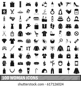 100 woman icons set in simple style for any design vector illustration