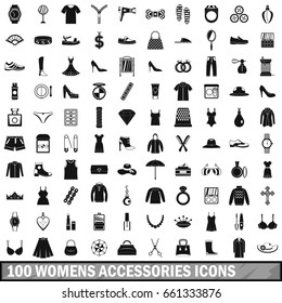 100 womens accessories icons set in simple style for any design vector illustration