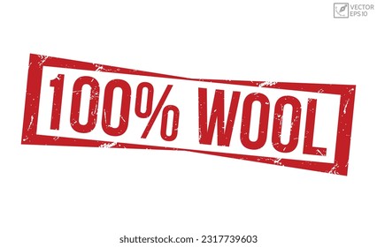 100% Wool grunge rubber stamp vector illustration on white background. 100% Wool grunge rubber stamp.