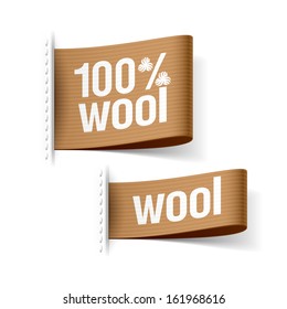 100% wool product clothing labels. Vector.