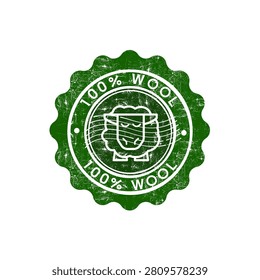 100% Wool sheep distressed stamp badge vector illustration	