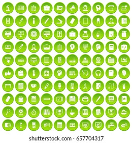 100 work icons set green circle isolated on white background vector illustration