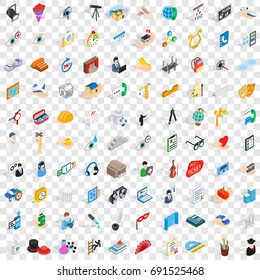 100 work icons set in isometric 3d style for any design vector illustration