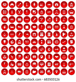 100 work icons set red