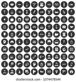 100 work icons set in simple style white on black circle color isolated on white background vector illustration