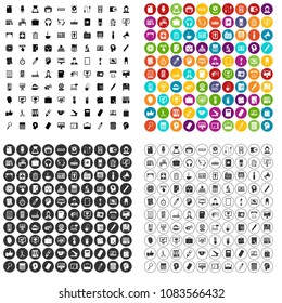 100 work space icons set vector in 4 variant for any web design isolated on white