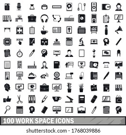 100 work space icons set in simple style for any design vector illustration