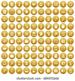 100 work space icons set gold