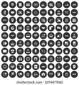 100 working hours icons set in simple style white on black circle color isolated on white background vector illustration