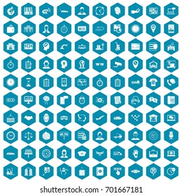 100 working hours icons set in sapphirine hexagon isolated vector illustration
