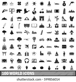 100 world icons set in simple style for any design vector illustration