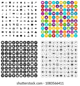 100 world icons set vector in 4 variant for any web design isolated on white