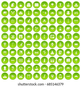 100 world tour icons set green