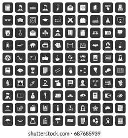 100 writer icons set in black color isolated vector illustration