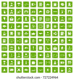 100 writer icons set in grunge style green color isolated on white background vector illustration