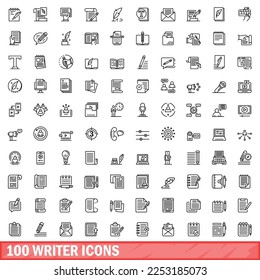 100 writer icons set. Outline illustration of 100 writer icons vector set isolated on white background