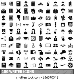 100 writer icons set in simple style for any design vector illustration