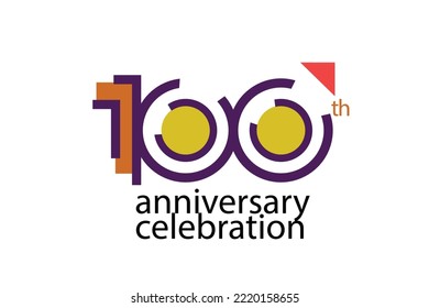 100 year anniversary celebration abstract style logotype. anniversary with purple, yellow, orange color isolated on white background, vector design for celebration, invitation, greeting card - Vector