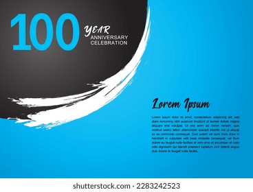 100 year anniversary celebration logotype on blue background for poster, banner, leaflet, flyer, brochure, web, invitations,greeting card. 100 number design,100th Birthday invitation, anniversary logo