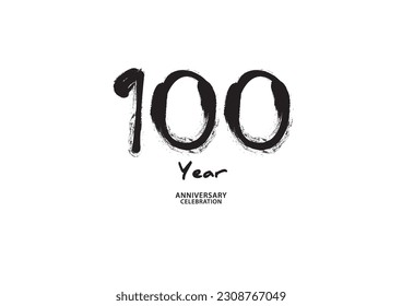 100 year anniversary celebration logotype on white background for poster, banner, flyer, invitations or greeting card, 100 number logo design, 100th Birthday invitation, anniversary vector template