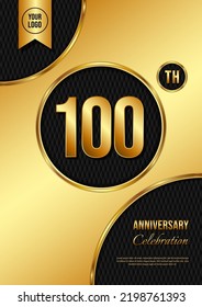100 Year Anniversary celebration template design. Golden Anniversary, vector illustration.