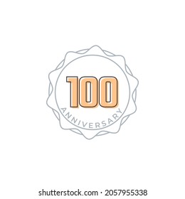 100 Year Anniversary Celebration Vector Badge. Happy Anniversary Greeting Celebrates Template Design Illustration