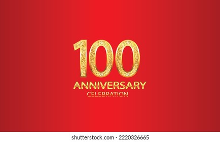 100 Year Anniversary celebration Vector Design with red background and glitter. 100th Anniversary celebration. Gold Luxury Banner of 100th Anniversary. vector illustration