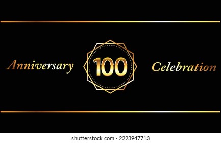 100 Year Anniversary celebration Vector Design with gold hexagonal shape. 100 Anniversary celebration. Gold Luxury Banner of 100th Anniversary celebration.