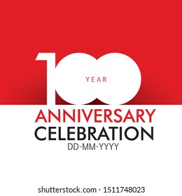 100 Year Anniversary Concept Red Color and White, For Invitation, banner, ads, greeting card - Vector