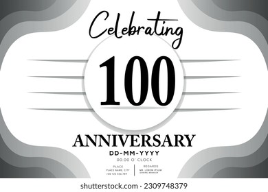 100 year anniversary flat black color logotype style with hand lettering on white background