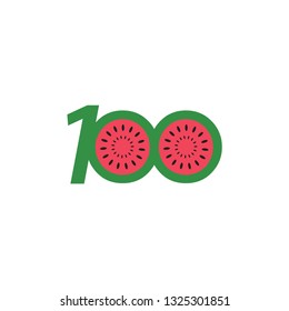 100 Year Anniversary, fruit number Vector Template Design Illustration